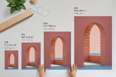Dekorativní plakát minimalistická architektura s pastelovými oblouky moře