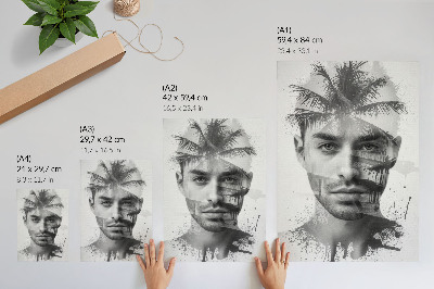 Plakát na zeď Působivý mužský obličej v minimalistickém stylu