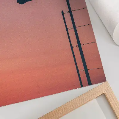 Nástěnný plakát moderní minimalistická lampa s motivem romantického západu slunce