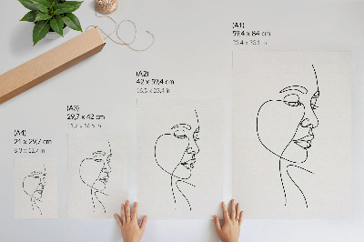 Plakát na zeď Minimalistická linkovaná grafika obličeje bez zbytečných detailů