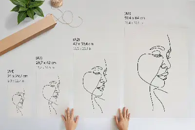 Plakát na zeď minimalistická linkovaná grafika obličeje