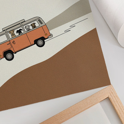 Plakátový obraz Minimalistická dovolená v oranžovém karavanu