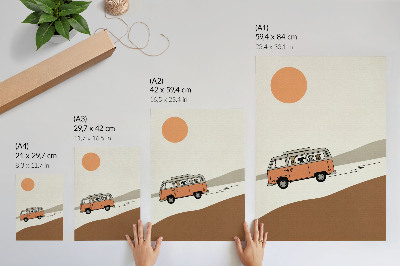 Plakátový obraz Minimalistická dovolená v oranžovém karavanu