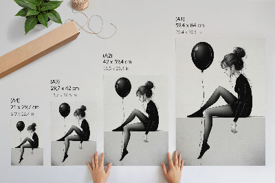 Dekorativní plakát Postava na okraji s balónkem a emocionální reflexí