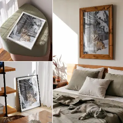 Nástěnný plakát vlk v zimním lese s nádechem tichosti a elegance