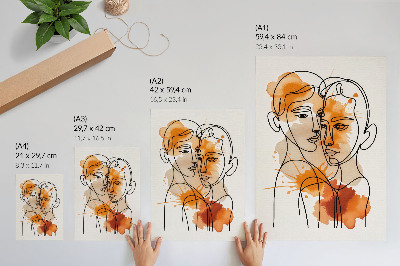 Plakát Obrys obličeje oranžové skvrny moderní styl