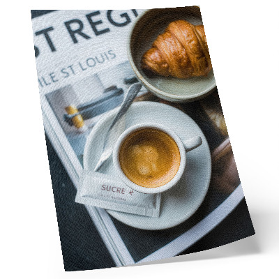 Plakát Černobílé pozadí káva croissant elegance relaxace