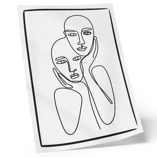 Nástěnný plakát minimalistické černé obrysy obličeje v elegantním stylu