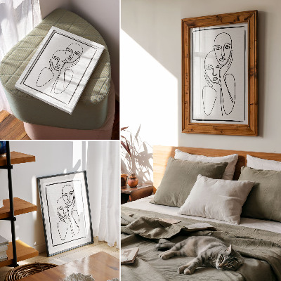 Nástěnný plakát Obrysy obličeje černé linky minimalismus elegance