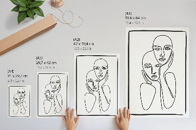 Nástěnný plakát Obrysy obličeje černé linky minimalismus elegance