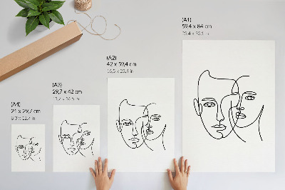 Plakát Minimalistické portréty, čárová grafika, hloubka, emoce