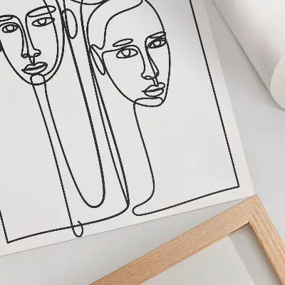 Plakát na zeď tváře v technice liniového umění v minimalistickém a elegantním stylu
