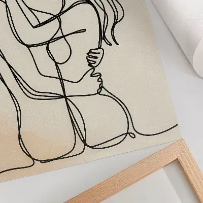 Plakát na zeď minimalistický motiv milovaného páru na béžovém pozadí