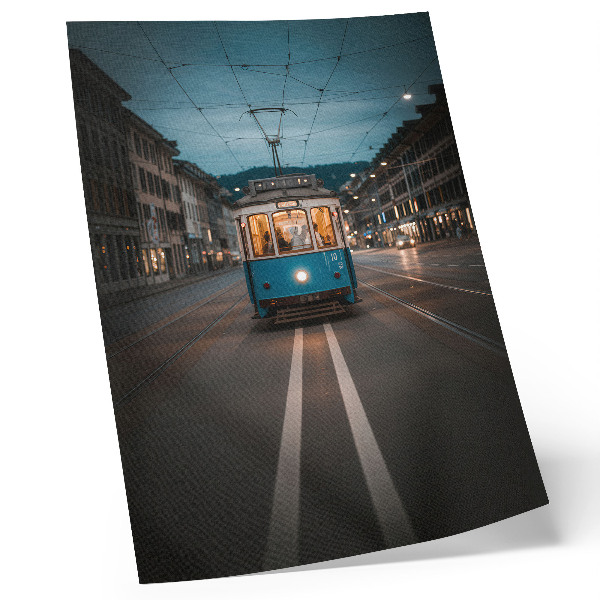 Plakátový obraz Večerní městská tramvajová světla retro energie