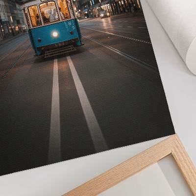 Plakátový obraz Večerní městská tramvajová světla retro energie