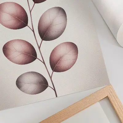 Nástěnný plakát větev s růžovými listy v minimalistickém stylu