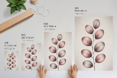 Nástěnný plakát Větev s růžovými listy minimalistická lehkost
