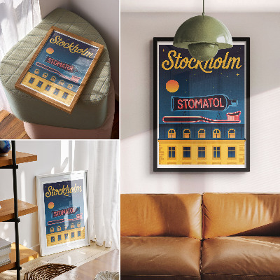 Plakát na zeď Neonový nápis moderní stavební noční světlo