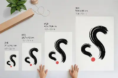 Plakát minimalistické kontrasty s dynamikou a červeným akcentem