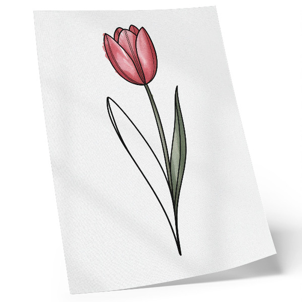 Nástěnný plakát Růžový tulipán jednoduchý obrys světlost