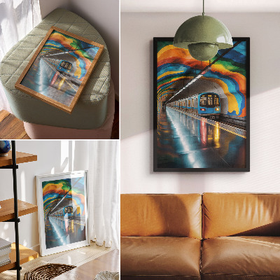 Nástěnný plakát Energické duhové barvy stropu nad metrem