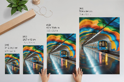 Nástěnný plakát Energické duhové barvy stropu nad metrem