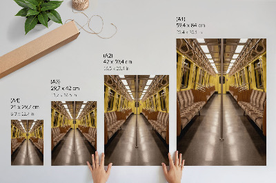 Plakátový obraz Moderní interiér metra ve žlutém dřevě