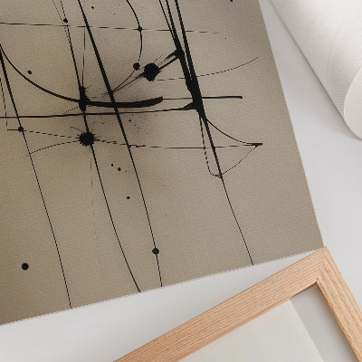 Nástěnný plakát Béžové pozadí černé čáry minimalistická abstrakce