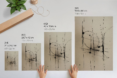 Nástěnný plakát Béžové pozadí černé čáry minimalistická abstrakce