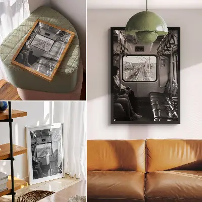 Plakátový obraz černobílá fotografie vlakového vagónu
