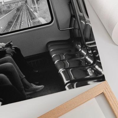 Plakátový obraz Černobílá fotografie vagónu vlaku