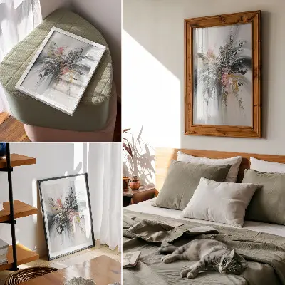 Plakát na zeď šedá, růžová a béžová tekutá abstraktní forma