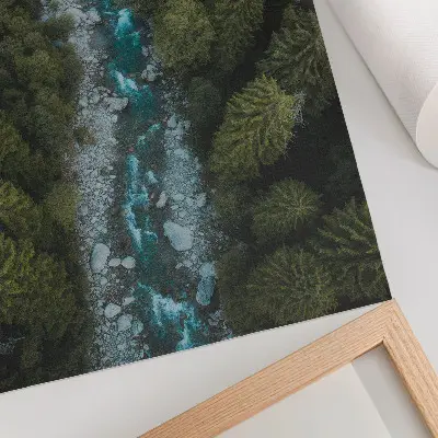Plakátový obraz zelený les, řeka a přírodní harmonie