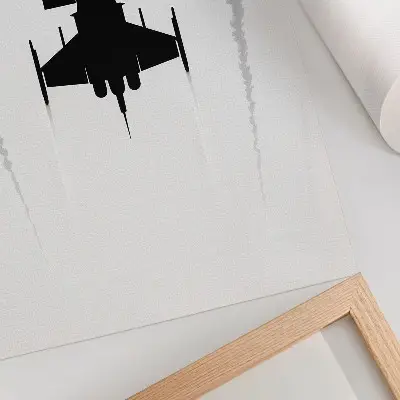 Plakát černé letadlo na bílém pozadí v minimalistickém kontrastním stylu