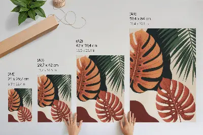 Dekorativní plakát Tropické listy v živých barvách s moderním designem