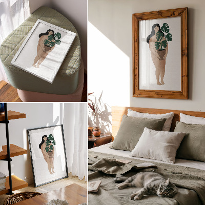 Nástěnný plakát Žena s květináčem elegance minimalismus mír