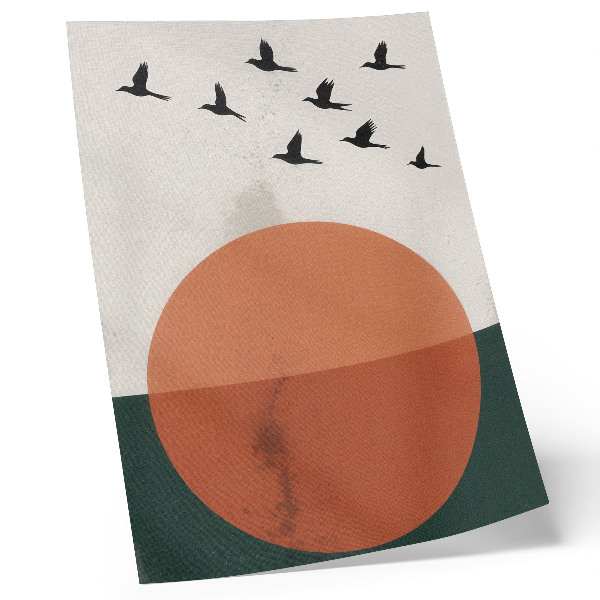 Plakát Ptáci za letu oranžový kruh minimalistický