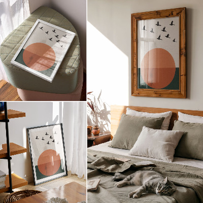 Plakát Ptáci za letu oranžový kruh minimalistický
