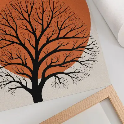 Plakát na zeď minimalistický strom s vysokým kontrastem a harmonickou kompozicí