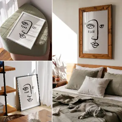 Plakátový obraz abstraktní obličejové linie v moderním minimalismu