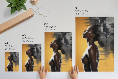 Nástěnný plakát Stylová žena postava žlutá a černá kontrast