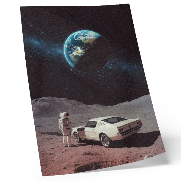 Plakát Astronaut na Měsíci auto Země hvězdy