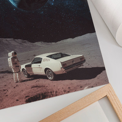 Plakát Astronaut na Měsíci auto Země hvězdy