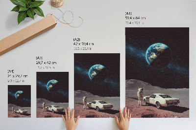 Plakát Astronaut na Měsíci auto Země hvězdy