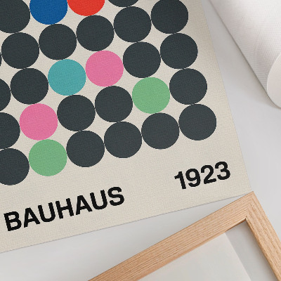 Plakát na zeď Geometrické černé kruhy, zářivé barvy, inspirace Bauhausu