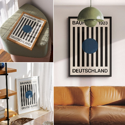 Nástěnný plakát Černé linky, béžové pozadí, tmavě modrá, moderní styl
