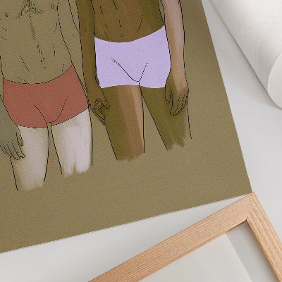 Dekorativní plakát Ilustrace mužů ve spodním prádle v teplých barvách