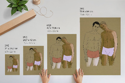 Dekorativní plakát Ilustrace mužů ve spodním prádle v teplých barvách
