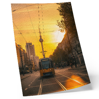 Plakát Večerní město energie tramvaj život ulice budovy