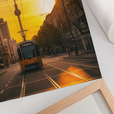 Plakát Večerní město energie tramvaj život ulice budovy